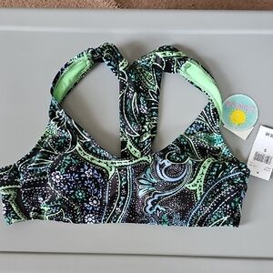 Vibrant Green and Black Women's Bikini Top